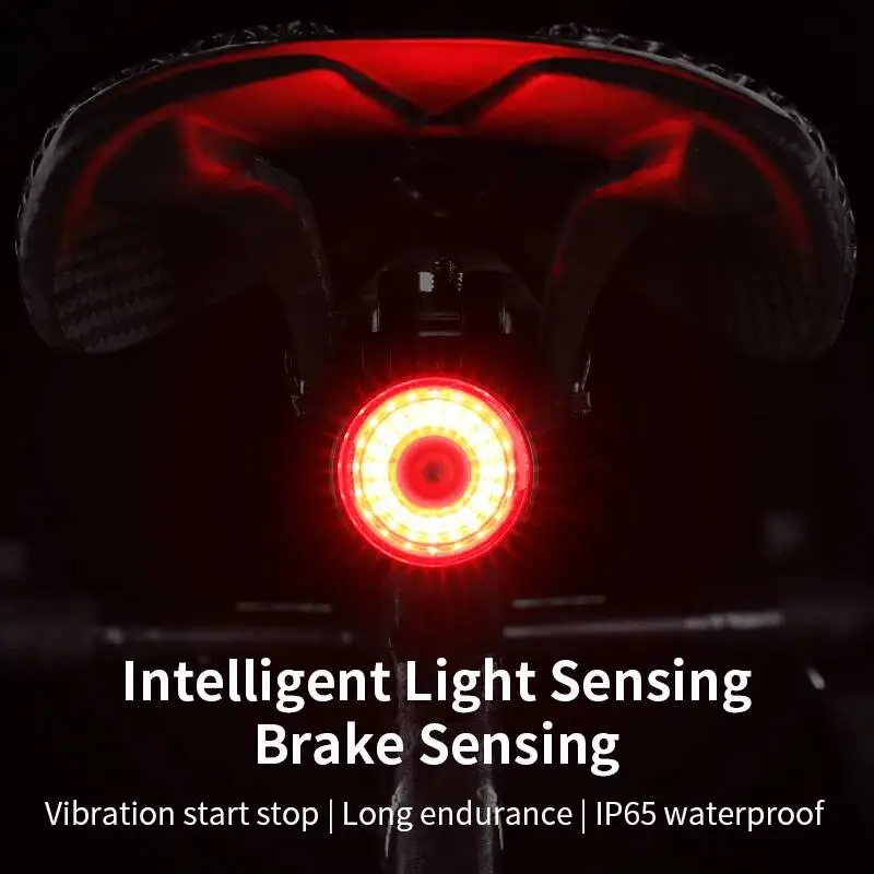 

ESLNF ESLNF Smart Bike Tail Light Brake Waterproof USB Rechargeable LED Warning Cycling Bicycle Sensing Rear Lights