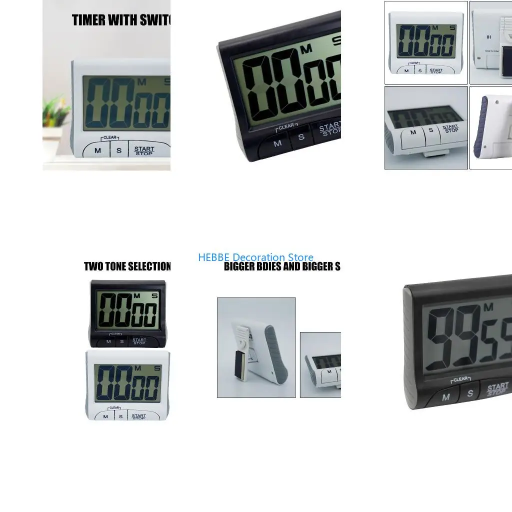 B0KC Large Display Kitchen Timer Convenient Digital Kitchen Timer With Back And Loud Alarm For Cooking