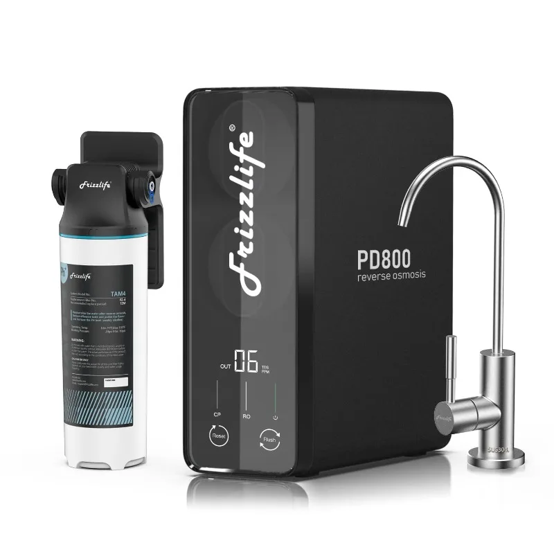 RO Reverse Osmosis Water Filtration System - 800 GPD Fast Flow Under Sink RO Filter, Tankless, Reduces TDS, Compact, A