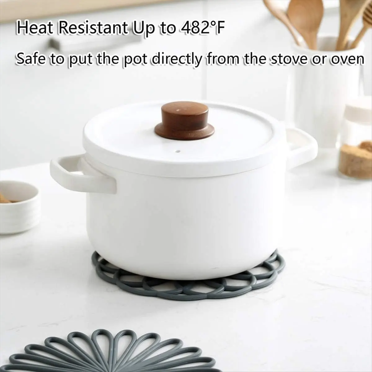 N14R Top 3PCS Silicone Trivet Mat - Non-Slip & High Temperature Resistance Kitchen Hot Pads for Table & Countertop