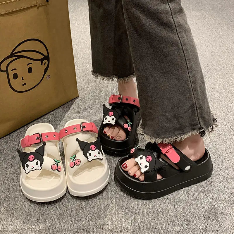 

Sanrio Kuromi Cartoon Kawaii Outdoor Sandals Summer New Style Fashion Home Anti Slip Comfortable Breathable Lightweight Sandals