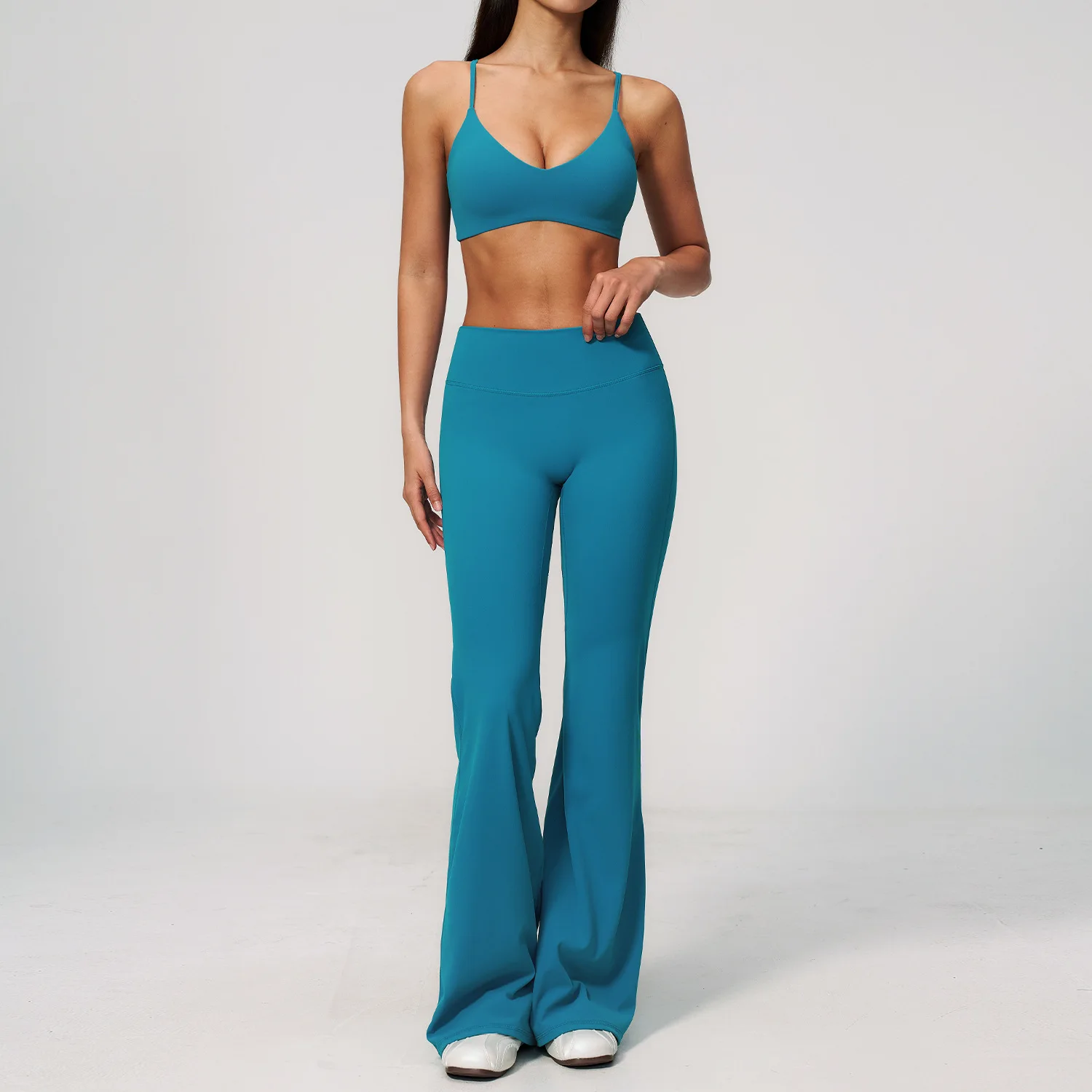 2PCS Yoga Set Women's Tracksuit Workout Outfits Sportswear Gym Clothing High Waist Capri Pants Athletic Wear Fitness Sports Suit