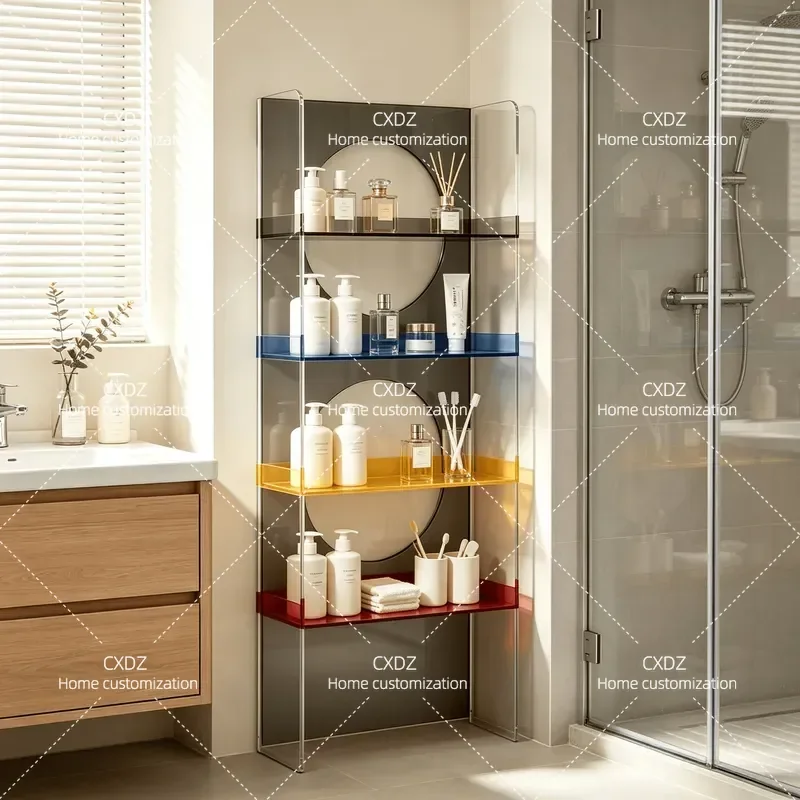 Transparent Storage Rack Multi Layer Waterproof Moisture Proof Bathroom Floor Cabinet Durable Organizer Shelf for Home