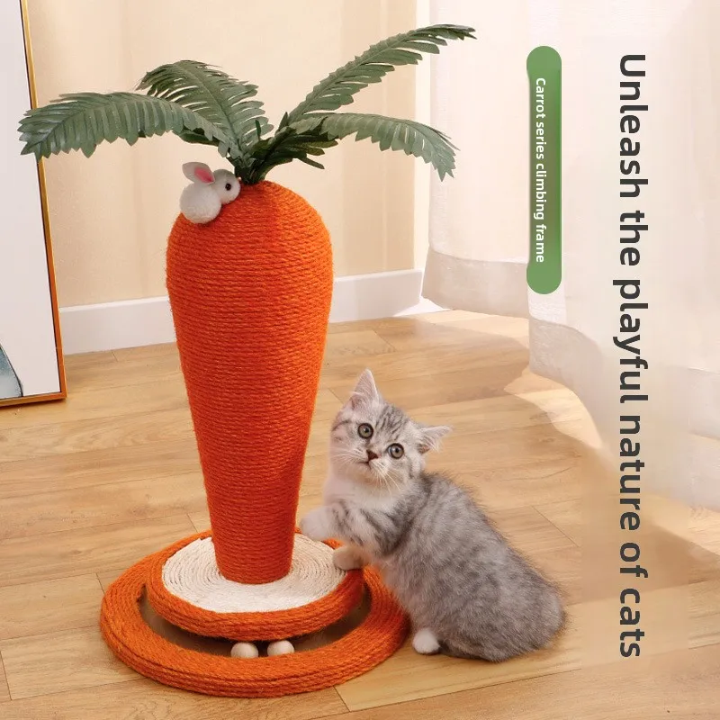 CXX vertical sisal cat scratching board climbing pillar carrot scratching board colored cat turntable