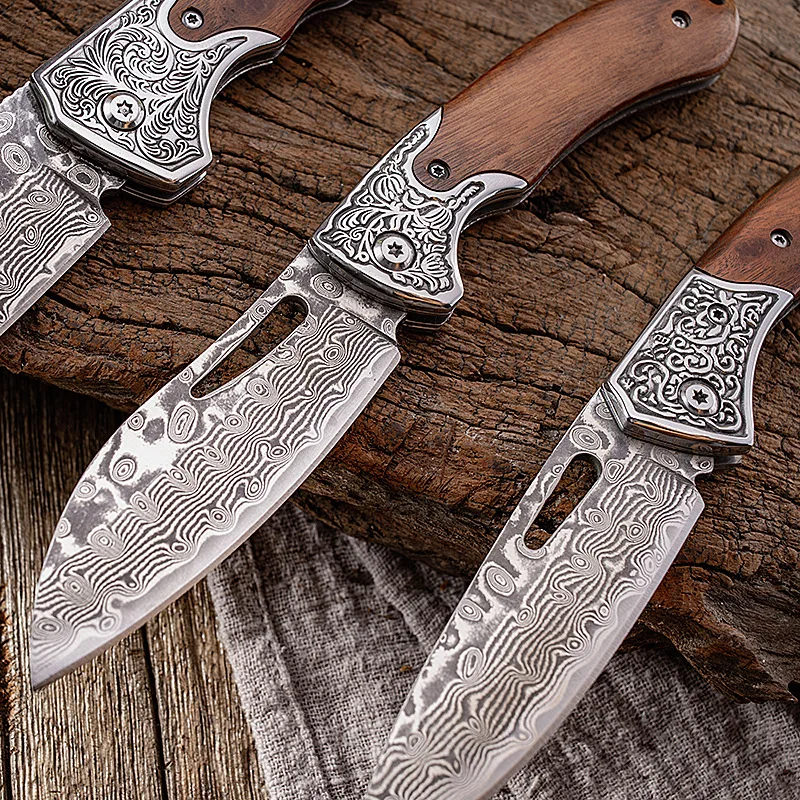 Damascus Steel Kitchen Folding Multi Purpose Knife Fruit Knife Handle Meat Knife Beef and Mutton Peeling Knives