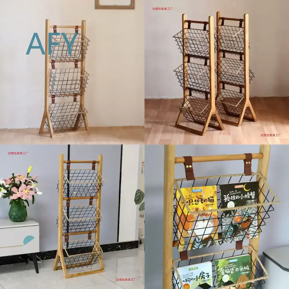 Creative Floor Standing Wooden Shelf for Home Multi Tier Toy Storage Organizer Book Display Rack for Living Room Books and