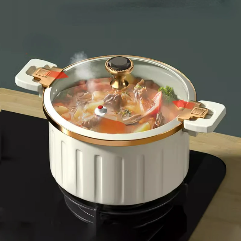 8L New Enamel Micro Pressure Pot Multi-function Double Ear Stew Pots Gas Cooker Induction Cooker Universal Non-stick Stockpot