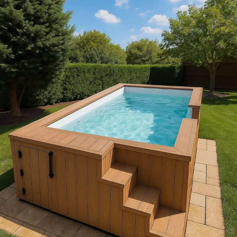 Family 40ft Container Swimming Pool Prefabricated Wooden Fiberglass Outdoor Acrylic Above Ground Swimming Pool