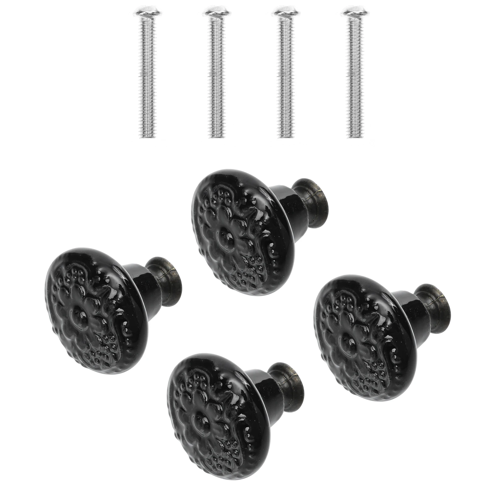 

4pcs Ceramic Pull Handles Vintage Flower Pattern Single Hole Drawer Knobs For Wardrobe Cabinet Closet Retro Round Door Handle
