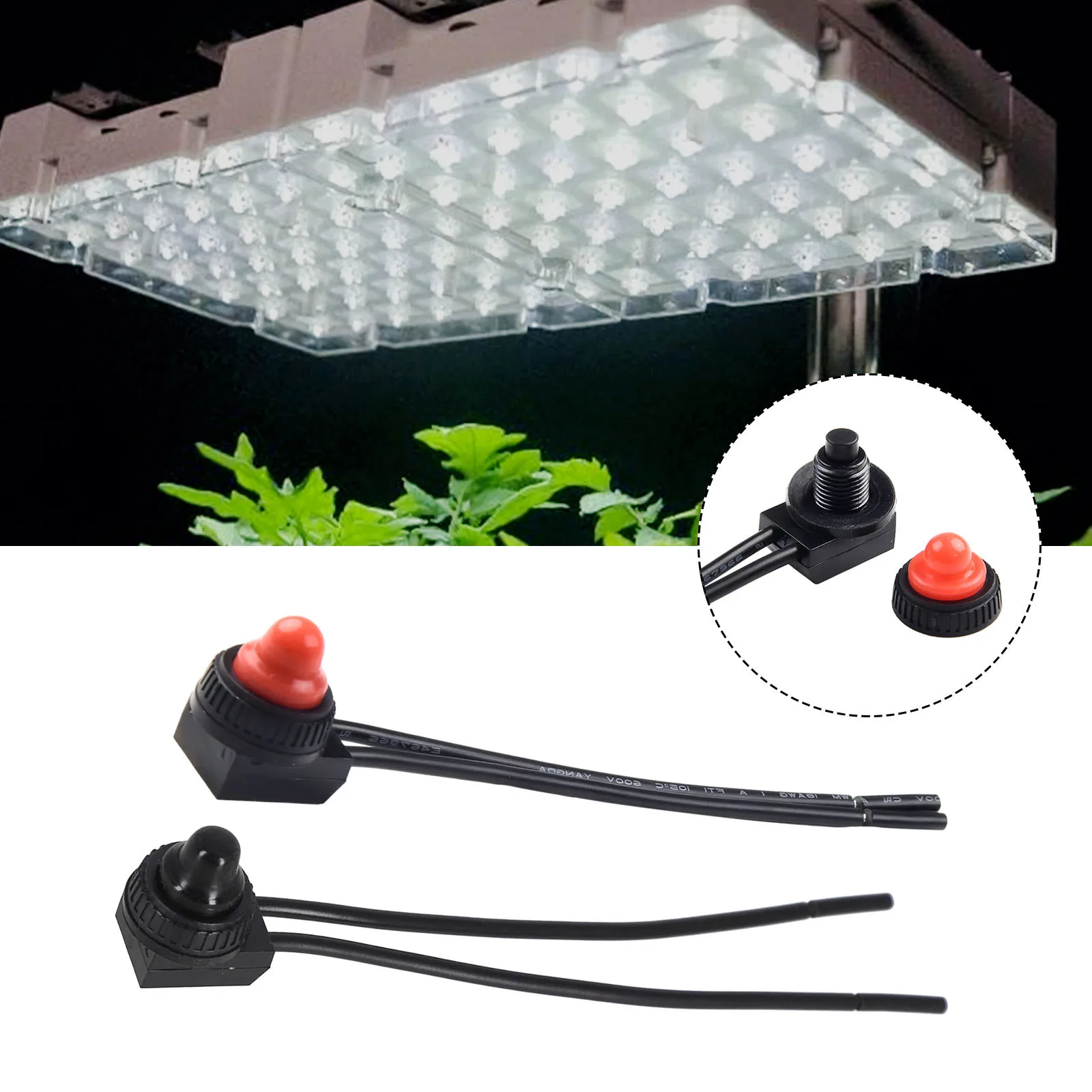 ใหม่ปุ่มกดสวิทช์เปิด-ปิด KP107 เปลือกพลาสติก Self-locking พร้อมสายไฟฐาน Bakelite ป้องกัน