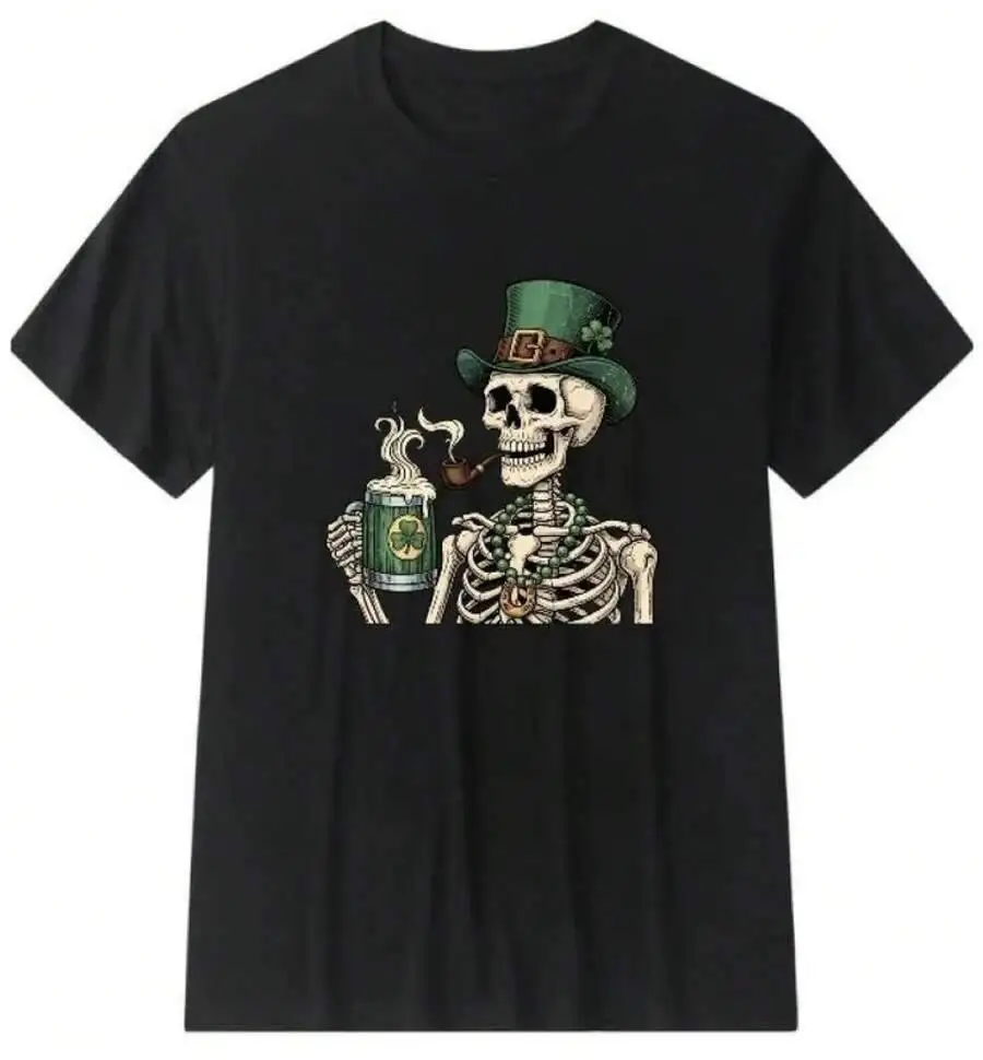 Happy St Patricks Day Funny Crew Neck Unisex T Shirt 100% Cotton Trendy Y2K Short-Sleeve Tee-Soft, Quick-Drying,