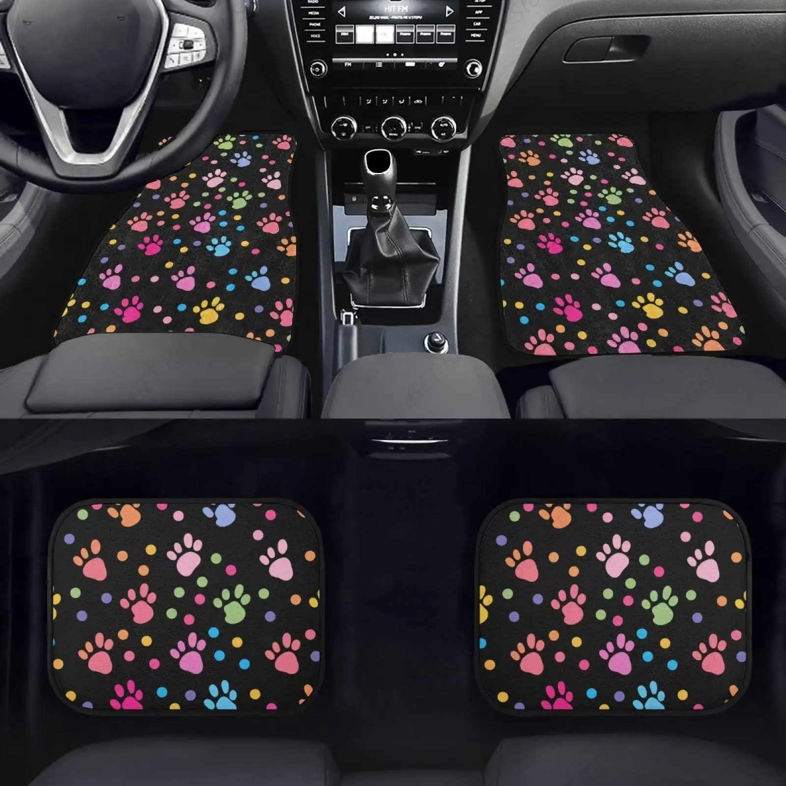 Alfombrillas para coche con forma de pata de perro, juego completo de 4 alfombrillas delanteras y traseras, alfombrillas duraderas para el suelo del coche, alfombras de goma, fundas protectoras para asiento de cubo para SUV