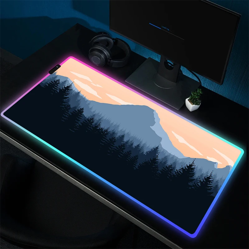 Firewatch Bos Muismat Rgb Antislip Muismat Gamer Hd Print Computer Toetsenbord Mat Led Rubber Muismat Vergrendeling Rand Tapijt