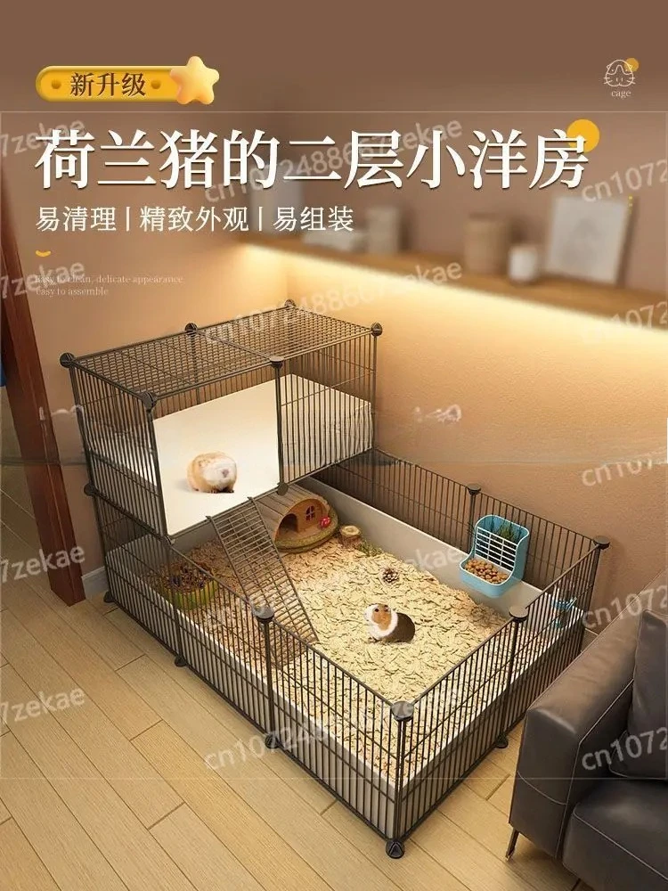 Pet Fence Cage, Foldable Small Animal Villa House, Guinea Pig Nest Habitat,Indoor Home Landscape Pet Supplies for Rabbit Hamster