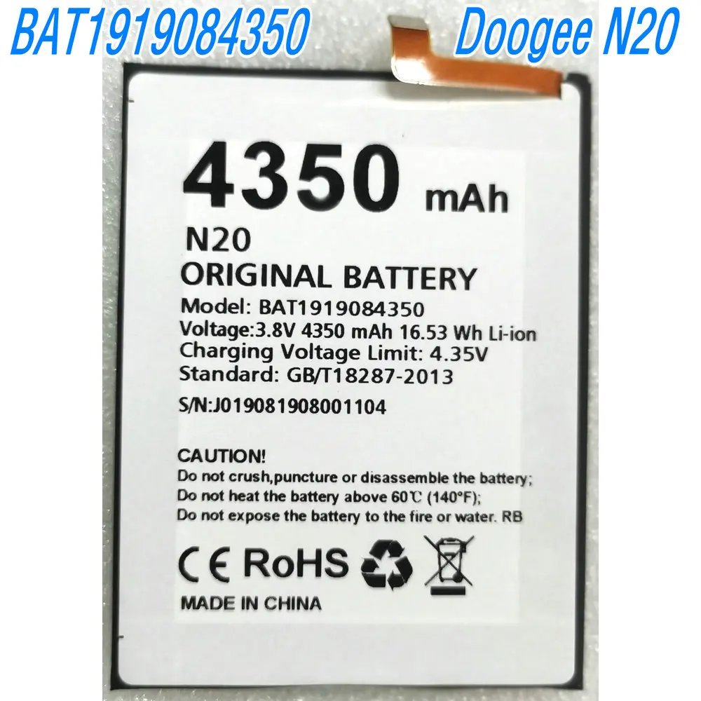 

3,8 В 4350 мАч BAT19084350 Аккумулятор большой емкости для мобильного телефона Doogee N20 N20Pro