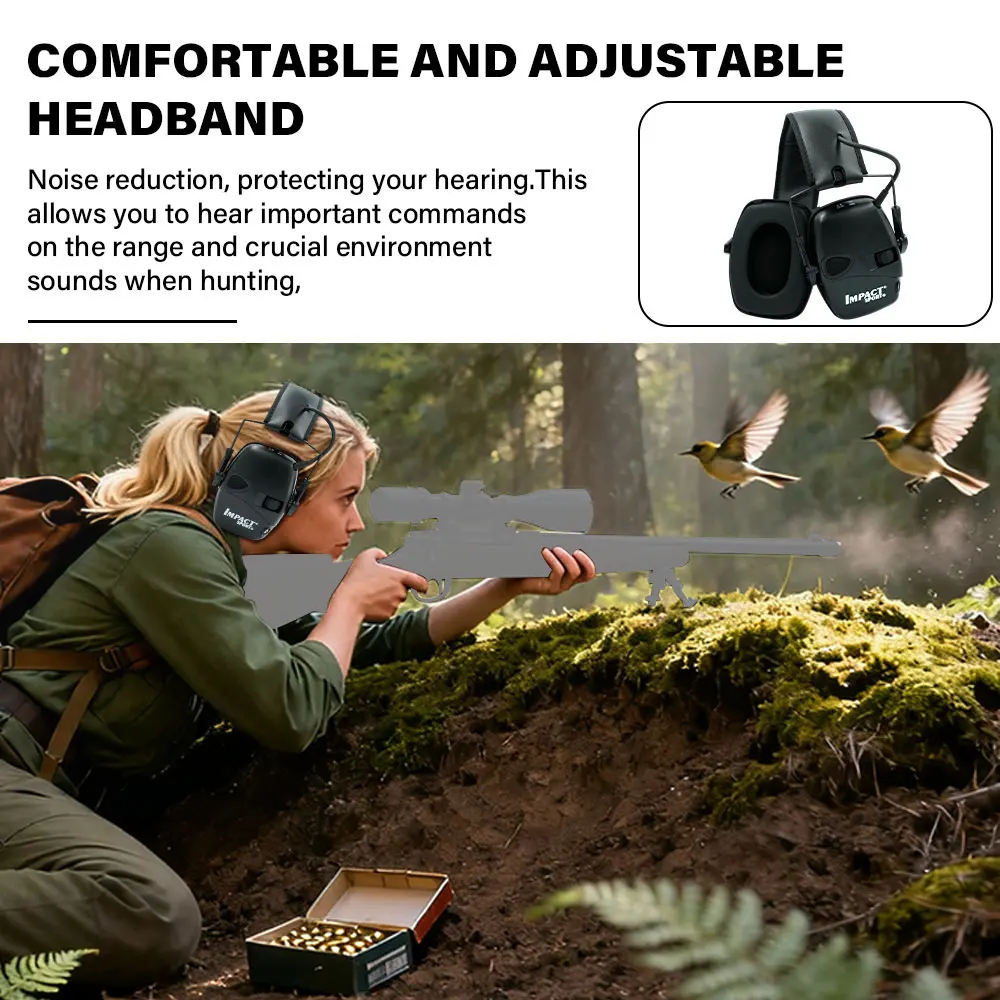 Electronic Shooting Earmuffs NRR 22dB Hearing Protection for Shooters Gun Range Hunting Headphones Anti-noise Foldable Earmuffs