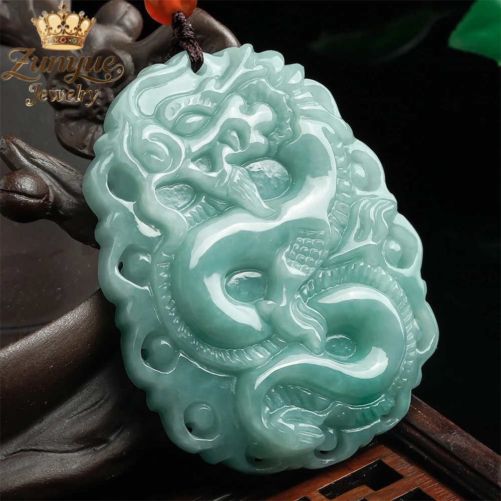 

Natural Genuine A-Grade Burmese Jadeite Pendant, Dragon Pendant Luxury Quality Jewelry Fashion Jewelry Exquisite Charms Popular
