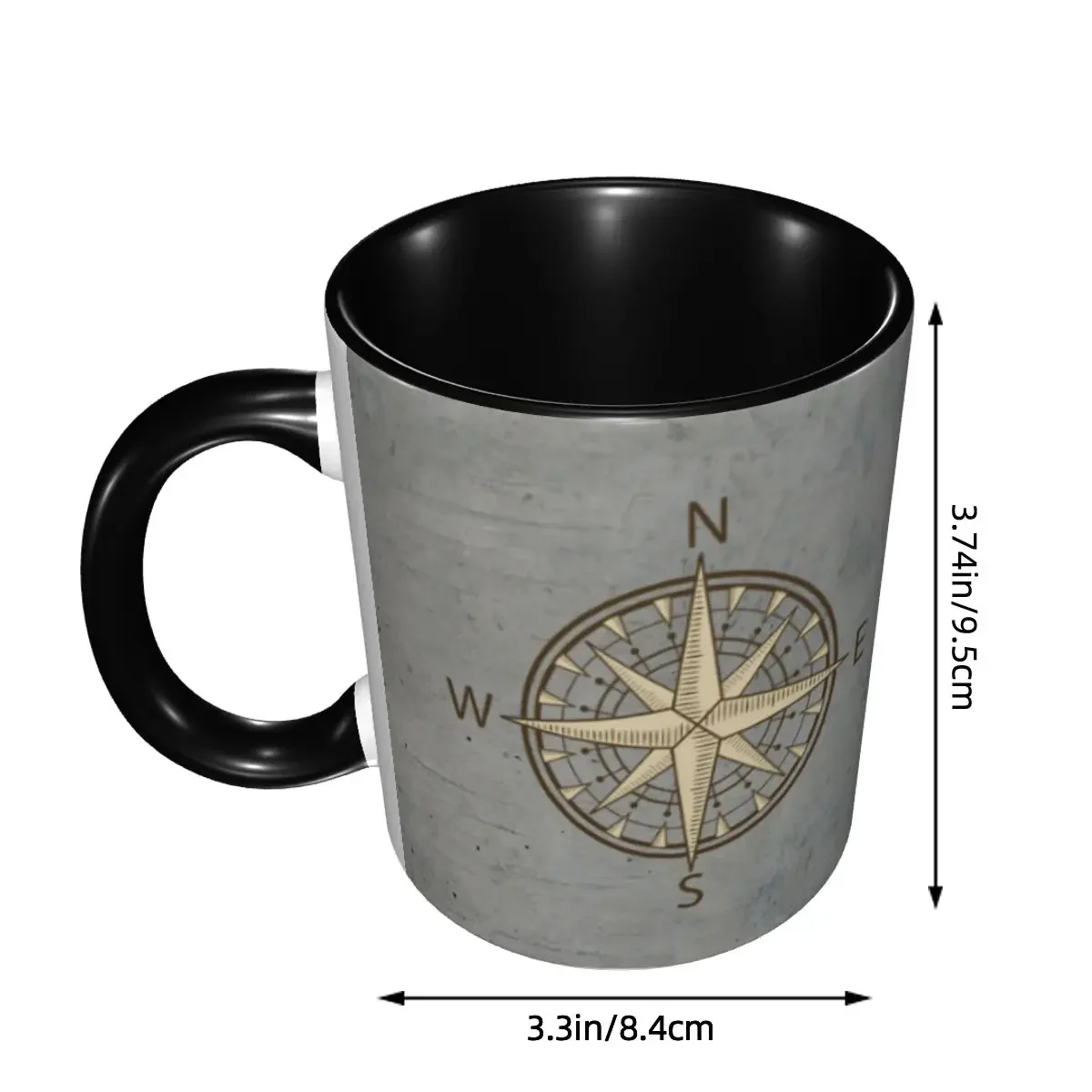 Gray Compass Coffee Mugs DIY Custom Nautical Sailing Sailor Ceramic Tea Milk Mug Cup