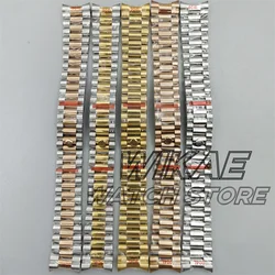 20mm New Solid Curved End Screw Links Deployment Clasp Stainless Steel Wrist Watch Band Bracelet President Strap Silver Gold Ros