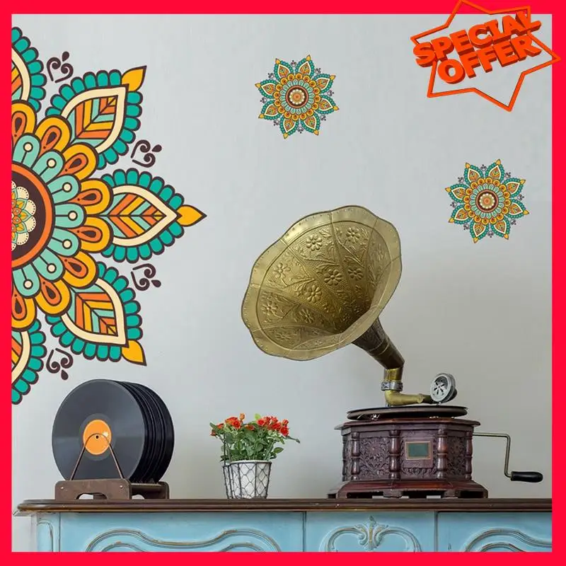 -ESTR Mandala Wall Sticker Wallpaper Sticker Self-Adhesive Background Decoration Suitable For Living Room