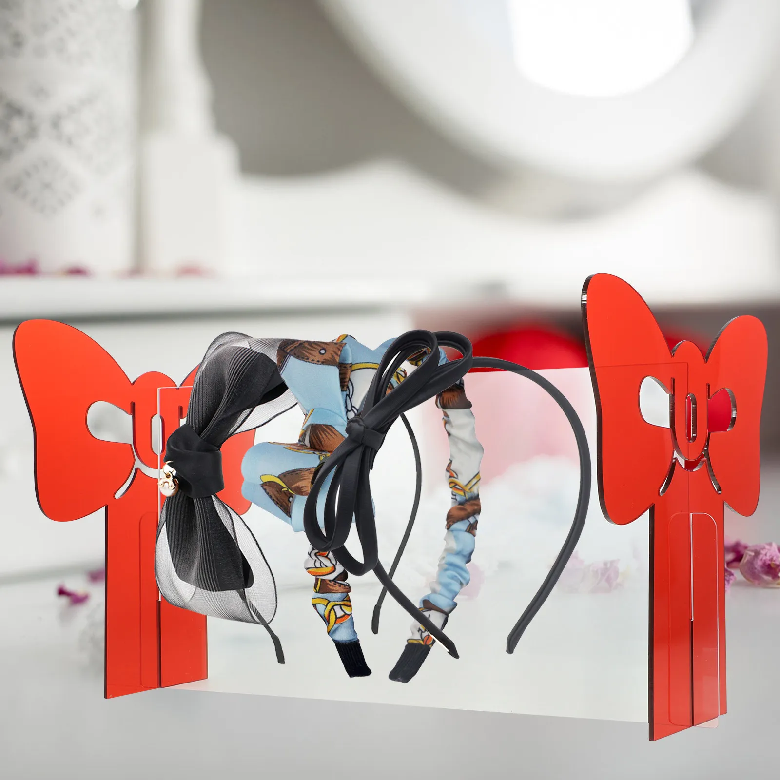 

Acrylic Headband Holder Rack for Hairbands Scrunchies Headdress Display Stand Functional Modern Organizer for Bedroom Vanity