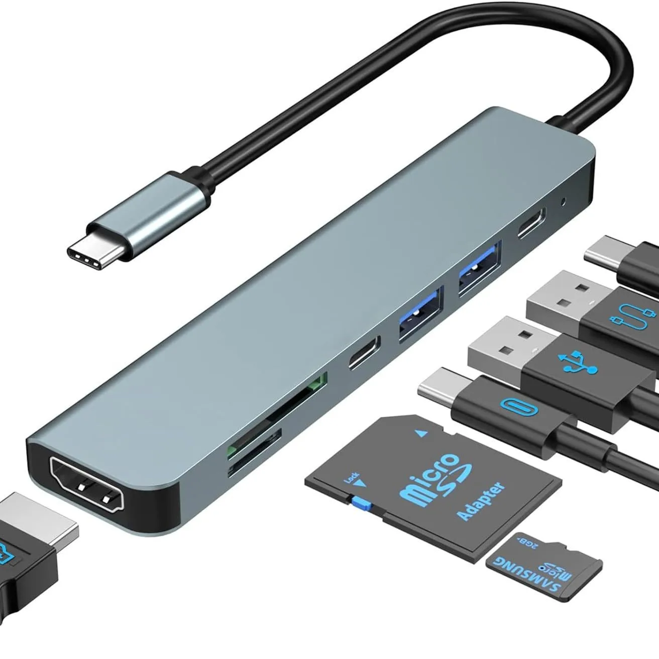 USB 8 In 1 Type C 3 1 To 4k HdTV Hub Adapter With Sd Tf Rj45 Card Reader Pd Fast Charge For Macbook Notebook Computer