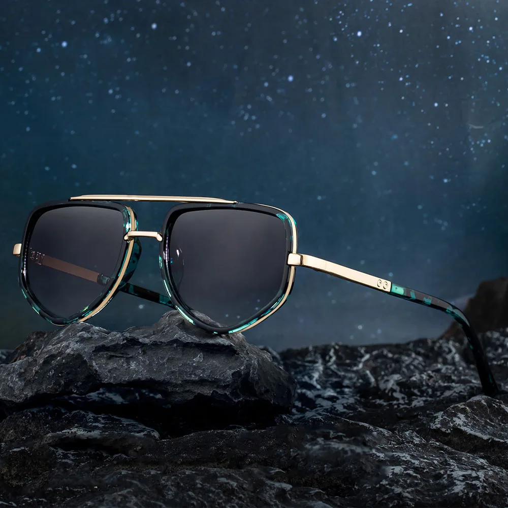 

New European American Fashion Shield Men's Metal Sunglasses Fashion Trend Outdoor Driving Sunscreen Glasses Outdoor Travel LC279