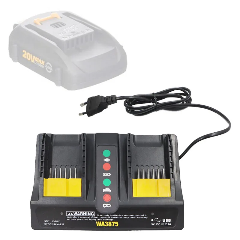 

WA3875 Li-ion Battery Charger For Worx 18V 20V WA3512 WA3520 WA3575 WA3578 WA3742 WA3732 WA3881 WA3847 WA3868 WA3835 WA3764