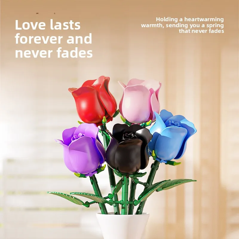 

Строительные блоки в виде языка розы, украшение на День святого Валентина, головоломка для девочек, сборка игрушек, оптовая продажа, подарки