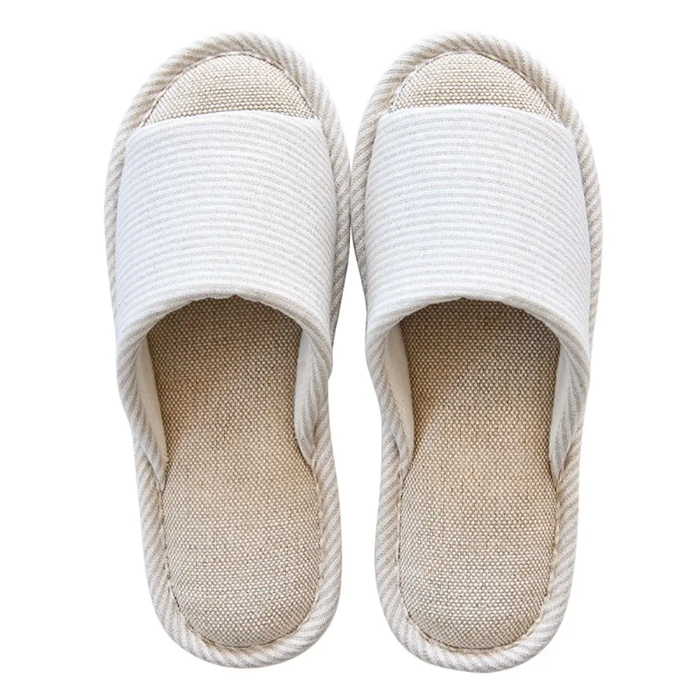 

Women House Slippers Mens Bedroom Indoor Shoes Fall Memory Foam Open-Toe Home Shoes Slid Flax Soft Non-Slip Shoes