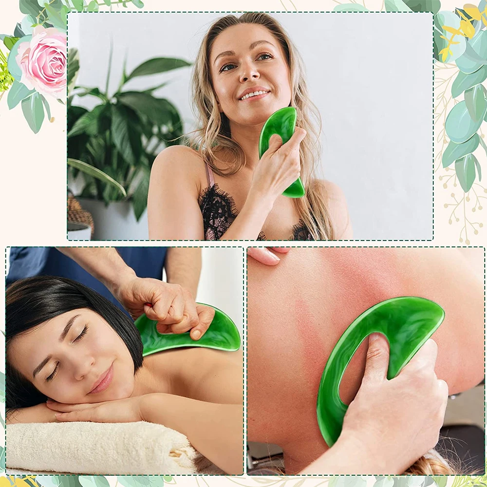 Herramienta de masaje Gua Sha grande, herramienta de raspado de resina Guasha multifuncional, masajeador de músculos doloridos para nudos de tensión, relajación, 1 par