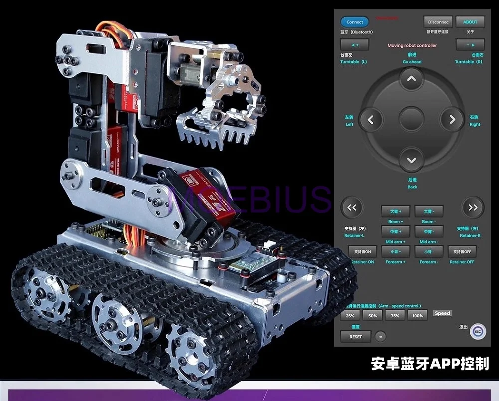 Aplicación de Control de Joystick, brazo de Robot móvil, chasis de tanque de coche con servomotor Digital de 20KG, manipulador Arduino DIY, piezas de brazo mecánico