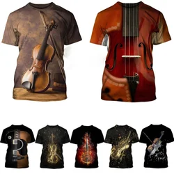 New Women Men Funny Violin Printed T Shirt Musical Instruments Print Tee Tops