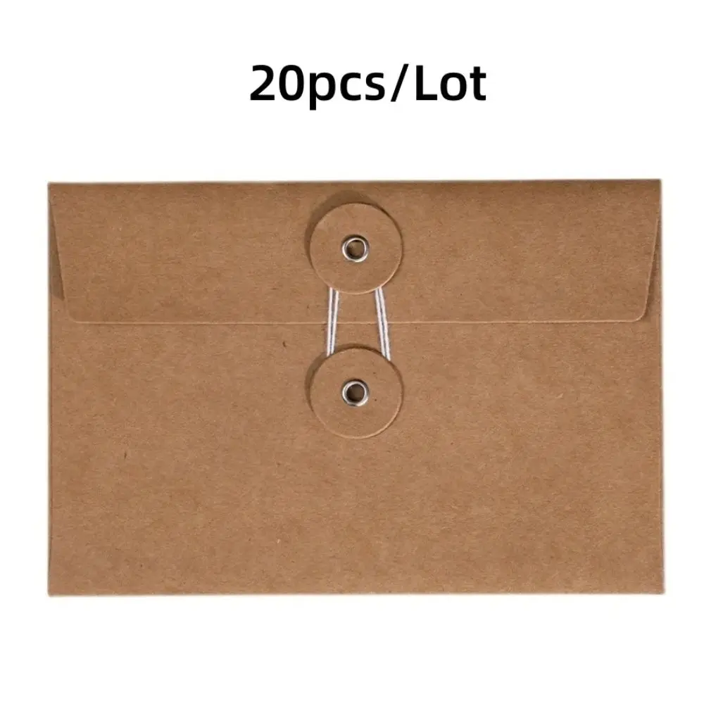 

20pcs with String Tie Closure Clasp Kraft Paper Envelopes Retro Invitation Card Vintage Brown Envelopes European Style