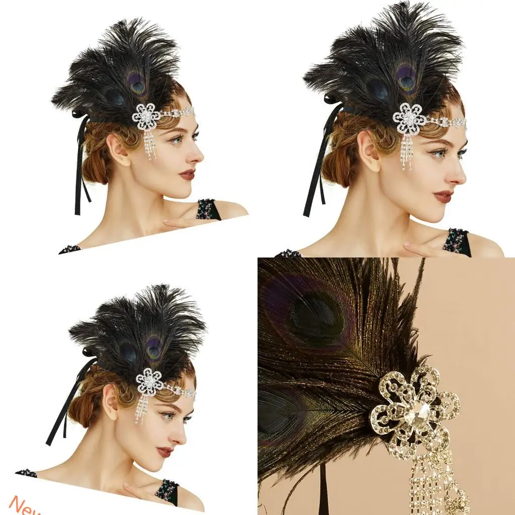 

Стили 1920-х годов Повязки на голову с перьями Стразы Украшение для волос Party Essential LXAD