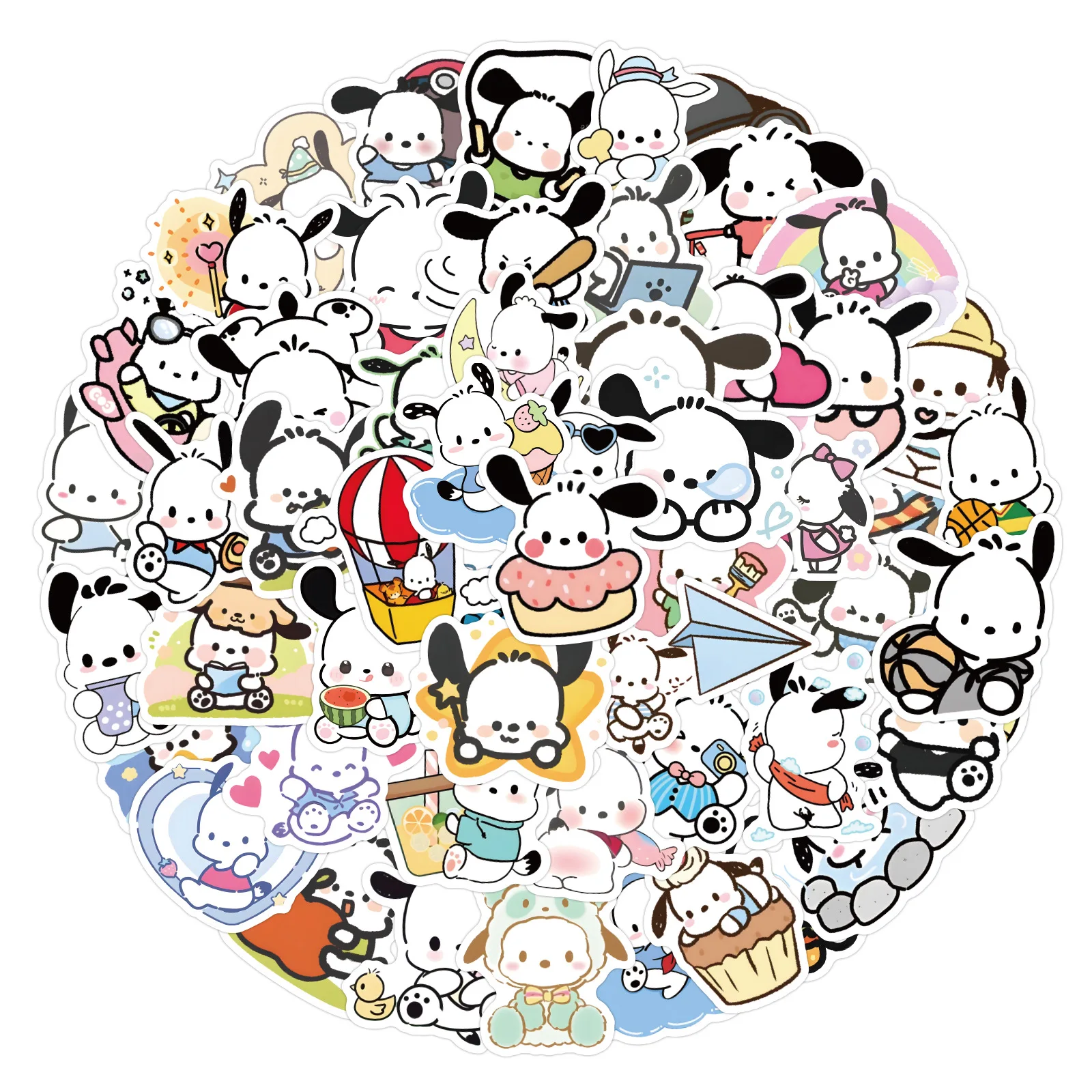 10/30/60/120Pcs Sanrio Cartoon Pacha Hond Stickers Animatie Graffiti Diy Ornament Briefpapier Laptop Gitaar Skateboard Esthetiek