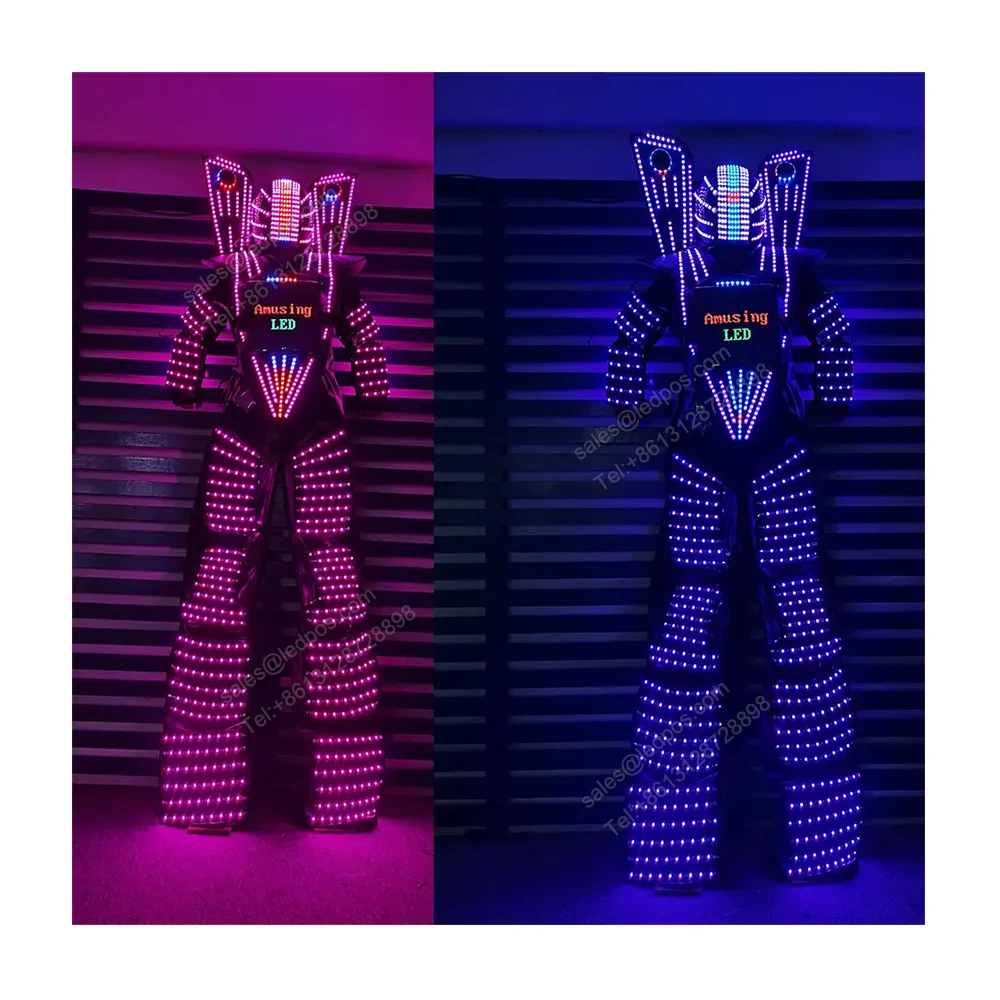 Chest Digital Screen LED Stilts Walker robot suit party led robot costume stage clothes luminous costume for dance performance