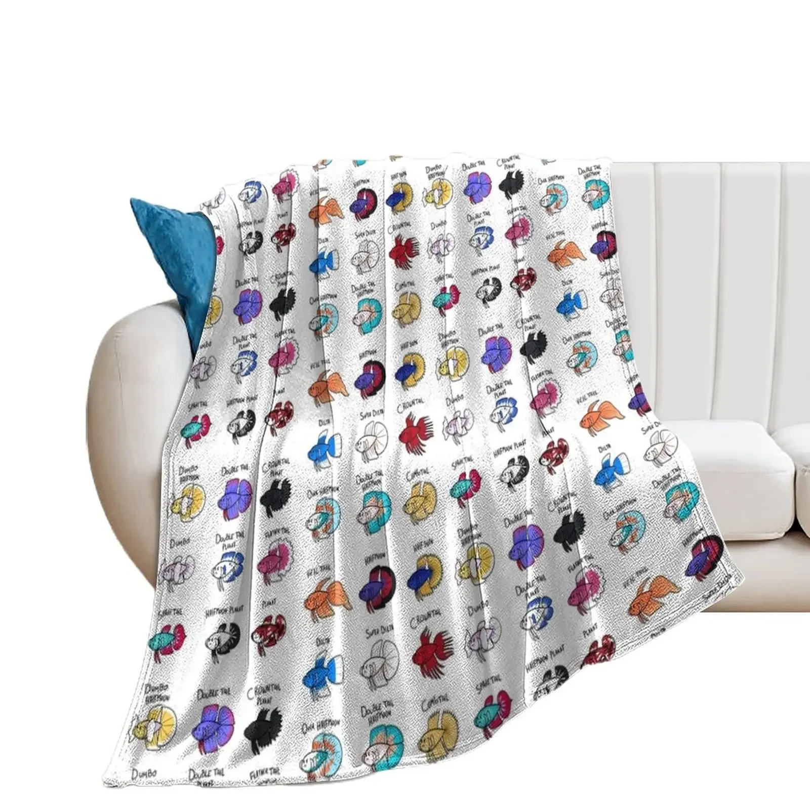 Betta tail types ( color ) Throw Blanket Soft Big Personalized Gift Blankets For Sofas Blankets