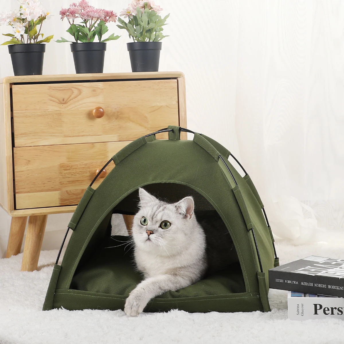 Tenda per animali domestici letto gatti forniture per la casa accessori cuscini caldi mobili divano cestino letti inverno Clamshell Kitten tende Cat