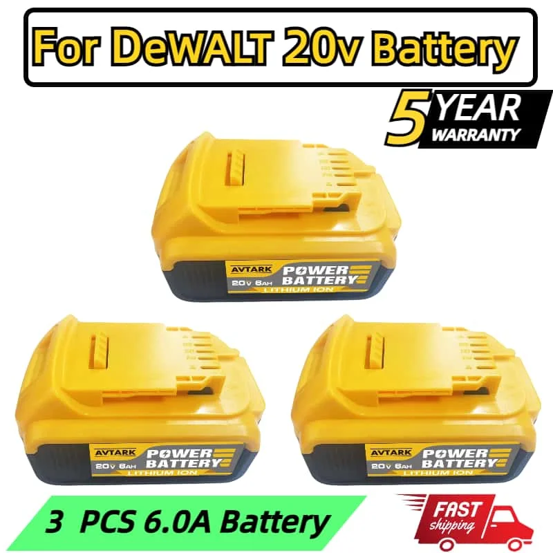 

For DeWalt DCB203 20V 6Ah Li ion Battery Replacement18v 20Volt Max Lithium Ion Batteries DCB206 DCB205 DCB204 DCB200Power Tools