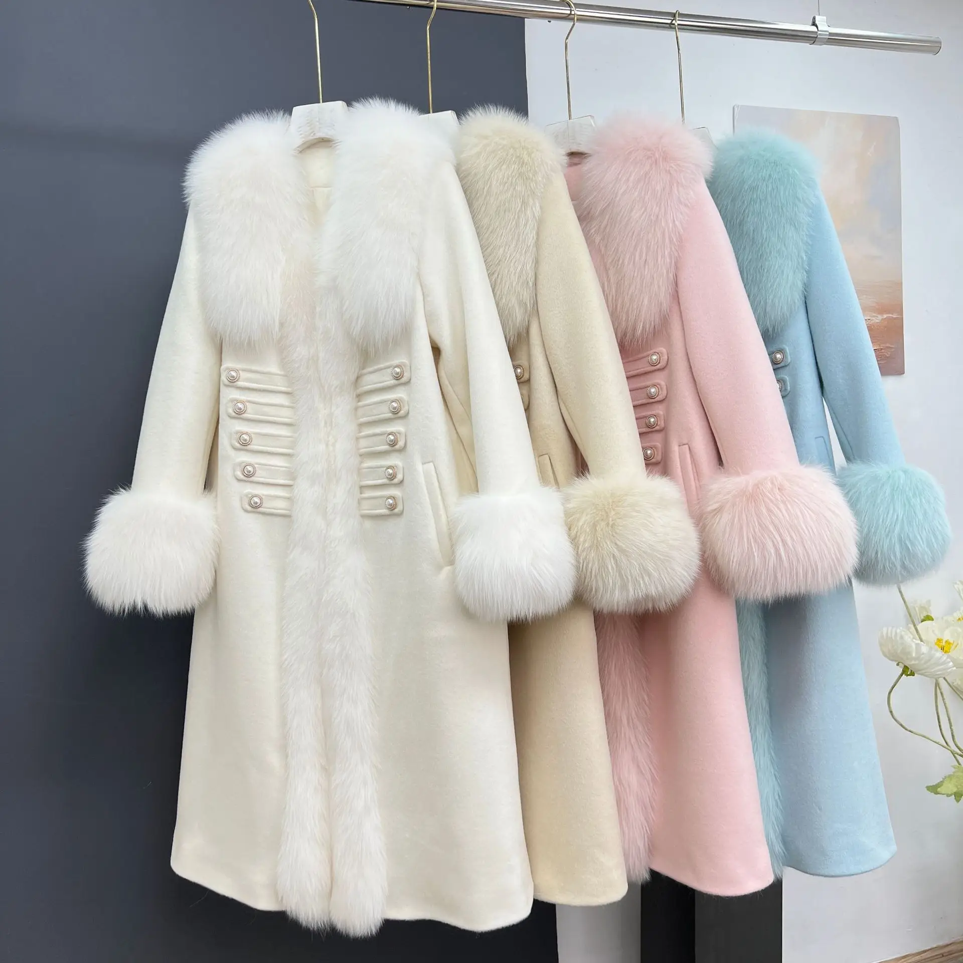 Winter Clothing New Real Fur Fur Grass Coat Women's Long Wool Coat Down Inner Pot Wealthy Rich Gold