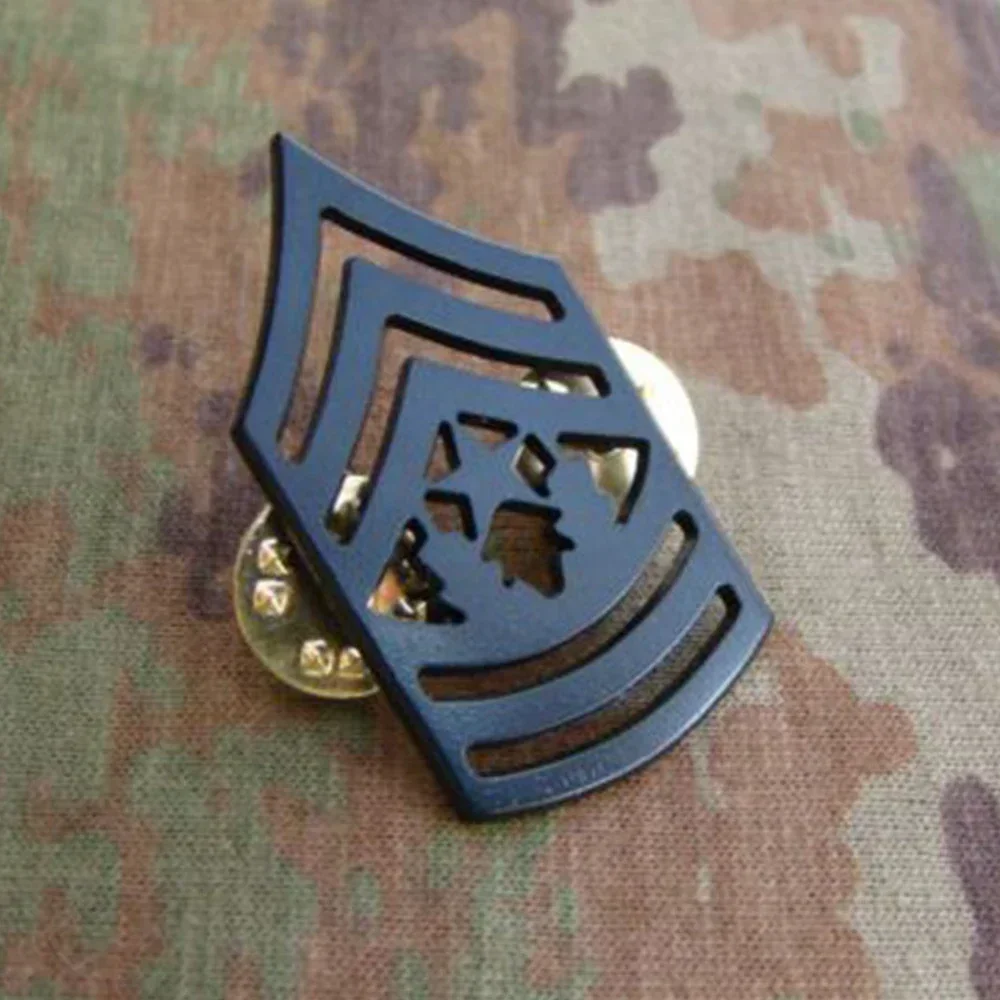 PAIR US ARMY BADGE MASTER SERGEANT MAJOR RANK METAL INSIGNIA PIN BROOCH BLACK