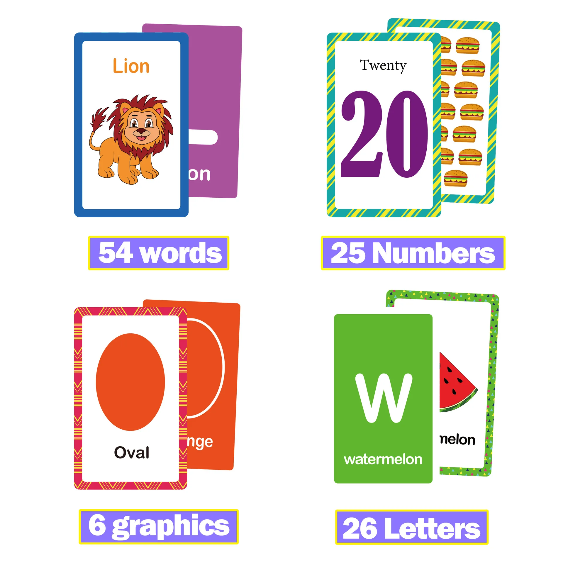 Cartes flash de l'alphabet d'apprentissage pour enfants : 26 lettres, couleurs, formes, chiffres et reconnaissance vocabulaire pour l'éducation précoce