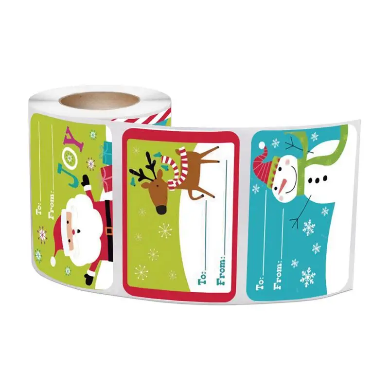 Etiquetas de natal adesivos nome de natal adesivos dos desenhos animados 250x decorativo gravável etiquetas de natal santa elk boneco de neve para o inverno