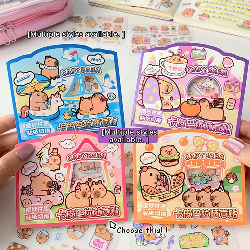 Transparente Impermeável Kawaii Capybara Decoração Adesivos, Decalques bonitos dos desenhos animados, Novidade Presentes Engraçados, 2Set