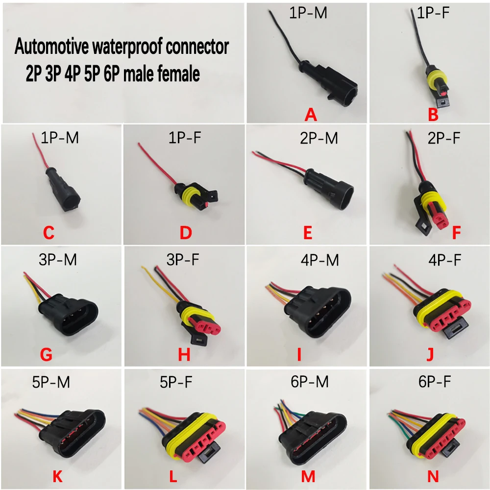 1Set  Waterproof Electrical Auto Connector 1P 2P 3P 4P 5P Male Female Plug With Wire Cable For Car Ship E-bike Motorcycle Socket