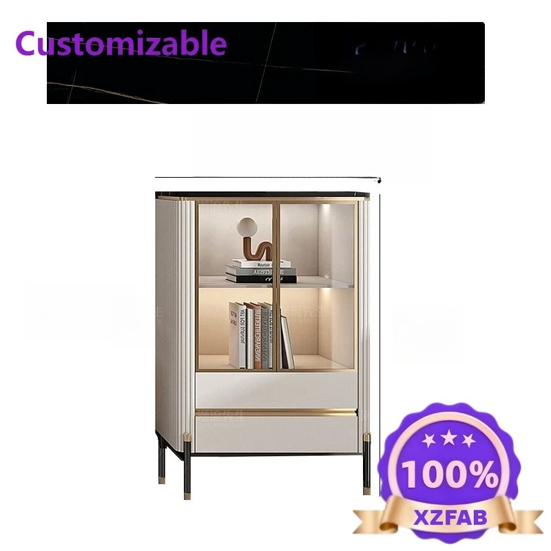 Factory Direct 2026 Top Display cabinet light luxury small apartment living room glass cabinet, modern simple ultra-narrow small