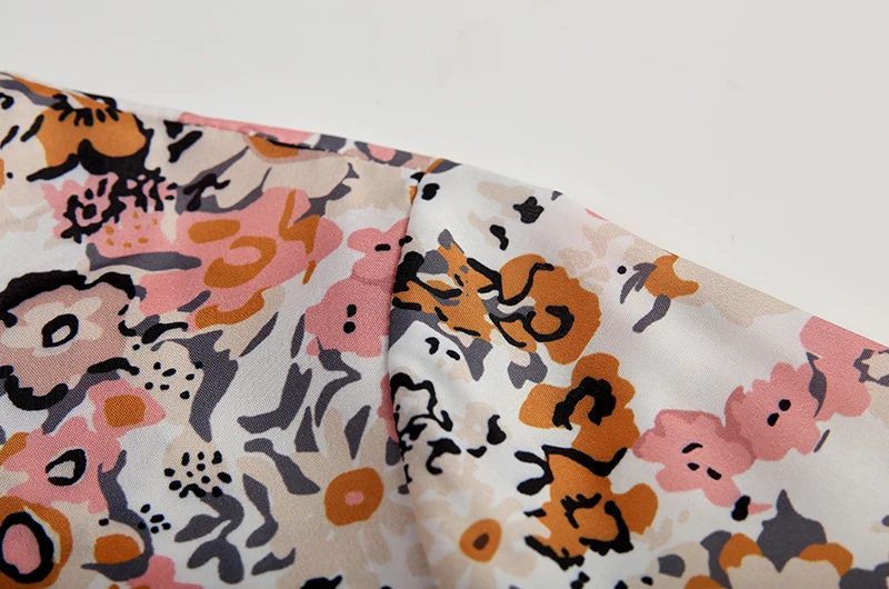 Spring Summer Printed Round Neck Casual Set Loose Long Dress with Pockets Middle Sleeve Cross-Border Women's Fashion