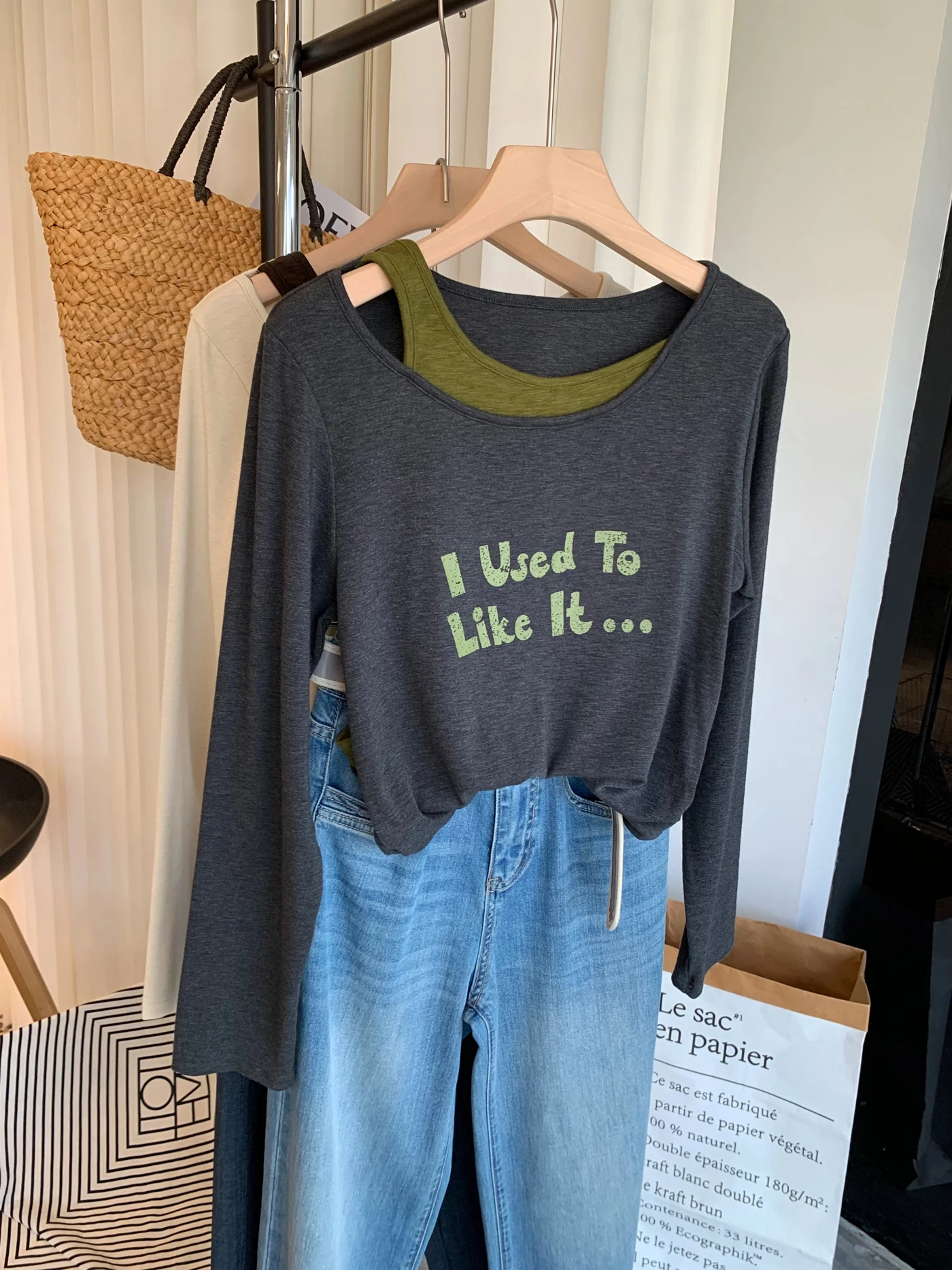 Women's Long Sleeve T-Shirt Shoulder Bared Waist Cinched Folded Base Shirt Upper Apparel Korean Style Commute Fashion