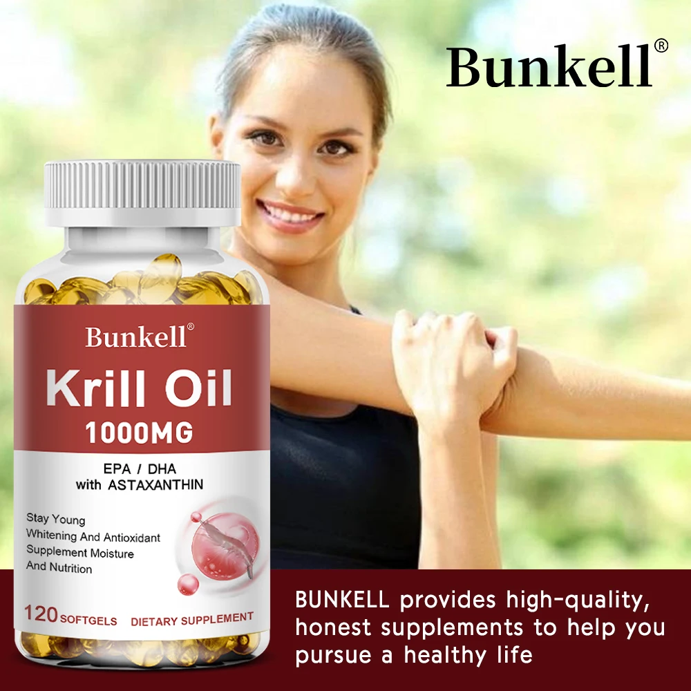 

Omega-3 Krill Oil, Astaxanthin with EPA/DHA - Antioxidant, Eye and Skin Health, Heart, Brain Health